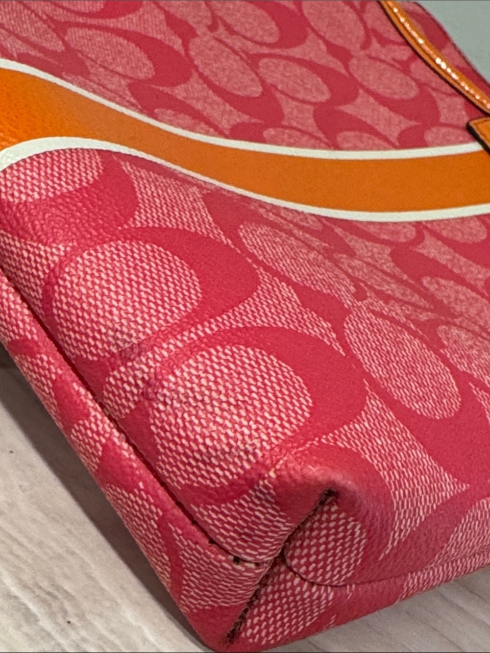 Coach Bag Signature Pink Orange Stripe Swingpack Crossbody - Picture 10 of 17